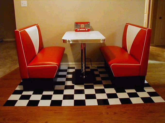 Annettes Diner Booth: Retro, Kitchen, Red and White, Custom Table