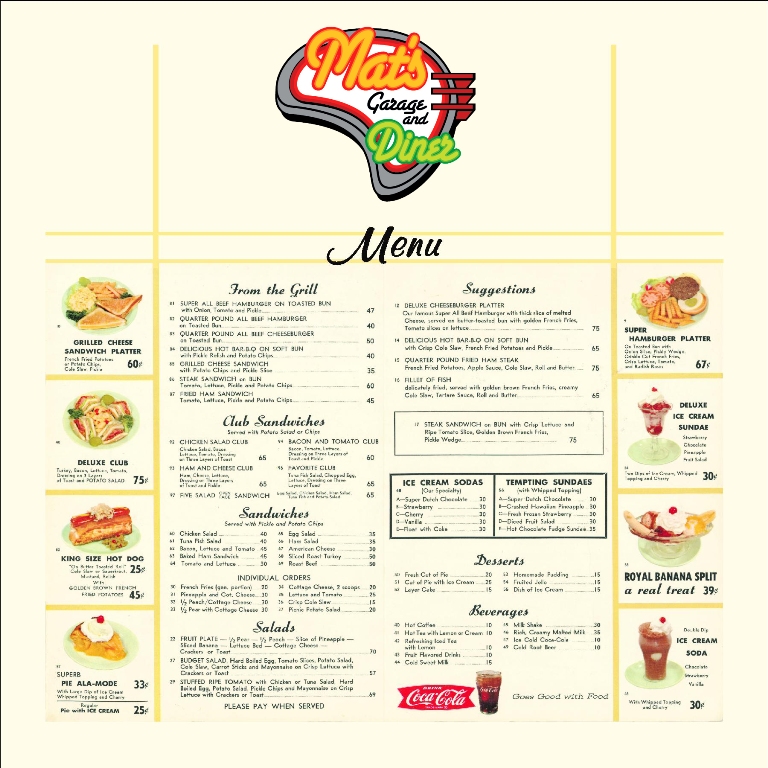 Retro Diner Menus