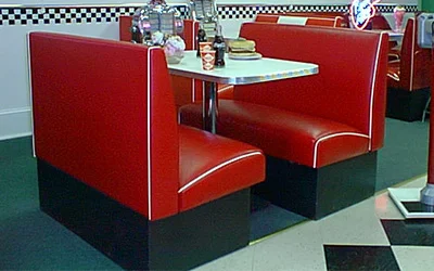 Drive In Diner Booth Set with Chrome Column Base.